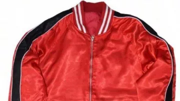 1950s Lenny Lone Wolf Red Satin Bomber Jacket