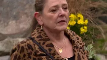 Murder In A Small Town S2 Camryn Manheim Leopard Print Coat worn by (Camryn Manheim) in Murder in a Small Town