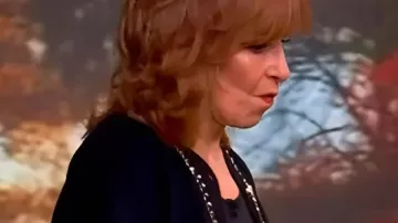 Joy Behar The View 2025 Chain Trim Cardigan worn by Joy Behar as seen in The View