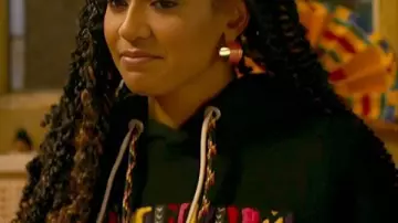 Corbin Reid Run the World S02 Fringed Hoodie worn by Sondi Hill (Corbin Reid) as seen in Run the World (S02E01)