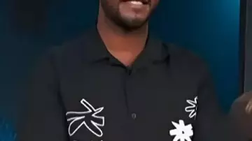 Access Hollywood 2025 Scott Evans Black Embroidered Shirt worn by Scott Evans in Access Hollywood