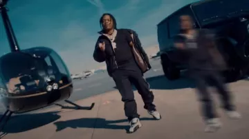 Palm Angels Black & Grey Panel Nylon Trackpants worn by 42 Dugg in 42 Dugg - One Time (Official Music Video)