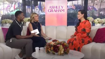 Ashley Graham Mesh Long Sleeve Floral Bodycon Dress worn by Ashley Graham as seen in Today with Jenna & Friends on October 3, 2025