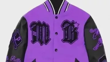 Pelle Pelle Purple Varsity Jacket en pelle pelle review blanc Veste Varsity incrustée
