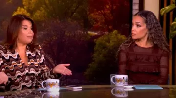 Zimmermann Hypnotic Knitted Lace Frill Top worn by Sunny Hostin as seen in The View on October 3, 2025