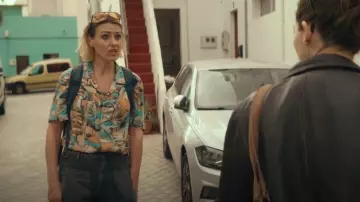 Asos Design Relaxed Camp Collar Shirt With Vintage Abstract Hawaiian Print worn by Bert (Suranne Jones) as seen in Frauds (S01E02)