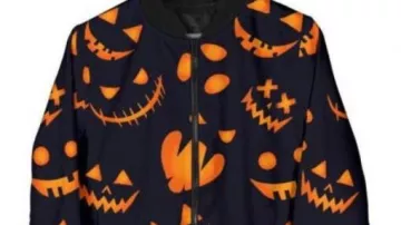 Blouson aviateur Halloween Pumpkins porté par Loomis (Donald Pleasence) comme on le voit à Halloween