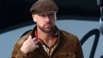 Cashmere Brown Suede Military Jacket worn by (Travis Kelce) as seen in The Real! Taylor Swift and Travis Kelce - Love Story or Anti-Hero?