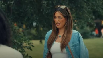Karen Millen Denim & Faux Leather Tipping Collarless Tailored Jacket worn by Yasmine Zweegers as seen in Made in Chelsea (S30E04)
