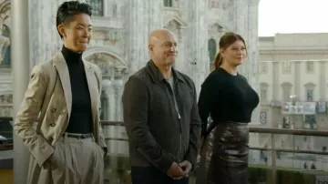 Kobi Halperin Rustic Faux Leather A-Line Skirt worn by Gail Simmons as seen in Top Chef (S22E13)