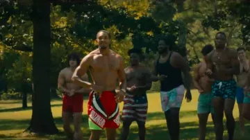 Billionaire Boys Club Bb Off Grid Shorts In Hibiscus worn by Nishan (Xavier Mills) as seen in Chad Powers (S01E02)