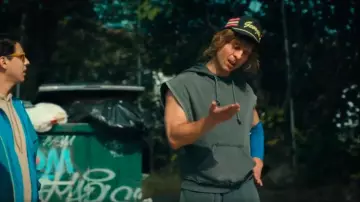 Zara Sleeveless Hoodie worn by Chad Powers (Glen Powell) as seen in Chad Powers (S01E02)