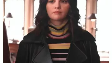 Selena Gomez Only Murders In The Building S5 Leather Black Trench Coat of Mabel Mora (Selena Gomez) in Only Murders in the Building (S05E10)