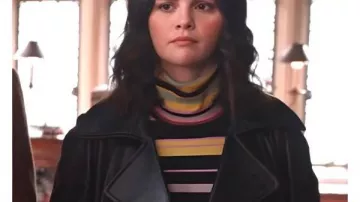 Only Murders In The Building S5 Selena Gomez Black Leather Trench Coat