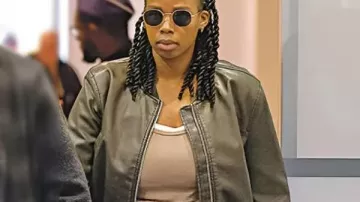Maigret S01 Shaniqua Okwok Bomber Chaqueta de cuero usada por (Shaniqua Okwok) en Maigret (S01)