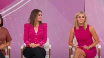 Robe fourreau Corrine Black Halo portée par Laura Rutledge telle que vue dans Good Morning America le 3 octobre 2025