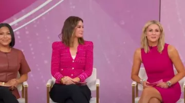 L'Agence Jenni Cardigan worn by Rebecca Jarvis as seen in Good Morning America on October 3, 2025