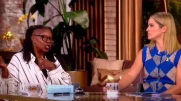 Marrakshi Life The Oversized Shirt with Collar worn by Whoopi Goldberg as seen in The View on October 7, 2025