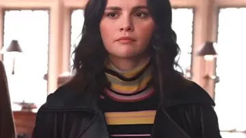 Only Murders In The Building S05 Selena Gomez Black Leather Trench Coat worn by Mabel Mora (Selena Gomez) as seen in Only Murders in the Building (S05E07)