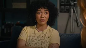 Urban Outfitters UO Faces Sketch Cropped Tee worn by Zoe Soul as seen in High Potential (S02E04)