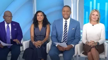 Ramy Brook Grega Striped Cotton Midi-Dress worn by Sheinelle Jones as seen in Today with Jenna & Friends on October 8, 2025