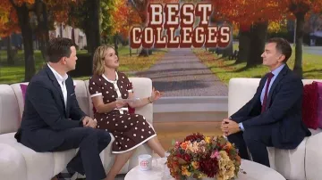 Cara Cara Sona Polka Dot Knit Top in Cocoa Dot worn by Jenna Bush Hager as seen in Today with Jenna & Friends on October 8, 2025