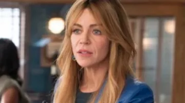 High Potential S02 Morgan Gillory Crinkled Leather Blazer (Kaitlin Olson) in High Potential