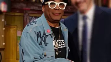 Jimmy Kimmel Live! Yankees Denim Jacket worn by Spike Lee as seen in Jimmy Kimmel Live!