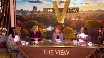 Magnolia Pearl Birch Floral Love Overalls worn by Whoopi Goldberg as seen in The View on October 8, 2025