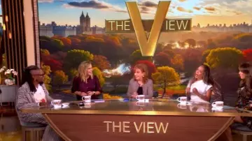 Magnolia Pearl Birch Floral Love Overalls worn by Whoopi Goldberg as seen in The View on October 8, 2025