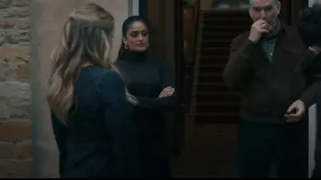 Aqua Cashmere Turtleneck Cashmere Sweater worn by Seraphina Harrigan (Mandeep Dhillon) as seen in MobLand (S01E09)