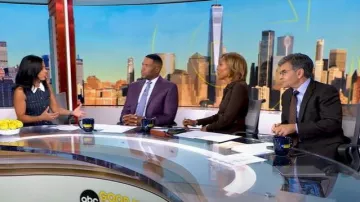 Tory Burch Solid Crepe Shirtdress worn by Robin Roberts as seen in Good Morning America on October 8, 2025