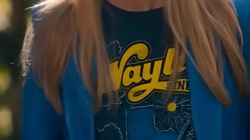 High Potential S02 Kaitlin Olson Navy Blue Graphic T Shirt worn by Morgan Gillory (Kaitlin Olson) as seen in High Potential (S02E03)