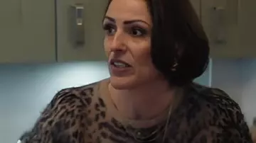 Suranne Jones Film Club S01 Leopard Knit Top worn by Suz (Suranne Jones) as seen in Film Club (S01)