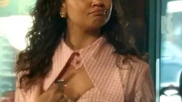 Maintenance Required 2025 Madison Bailey Pink Cut Out Blouse worn by Izzy (Madison Bailey) in Maintenance Required