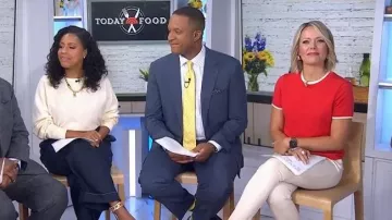 J.Crew Carolyn Layered Sweater-tee worn by Dylan Dreyer as seen in Today on October 9, 2025