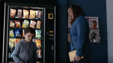 Akris Tapered Signature Jersey Pants in Granite Blue worn by Sharon Goodwin (S. Epatha Merkerson) as seen in Chicago Med (S11E02)