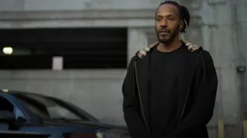 Burberry Check Hood Cotton Blend Zip Hoodie worn by Lewis Stewart (McKinley Freeman) as seen in Reasonable Doubt (S03E04)