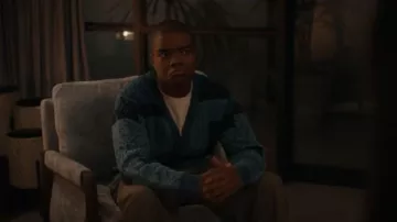 Beams Plus Cardigan Indigo Patchwork Like Jacquard worn by Harry Grant (Elijah M. Cooper) as seen in 9-1-1 (S09E01)