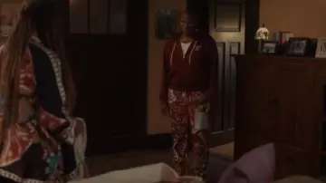 KidSuper Red Patchwork Trousers worn by Henrietta Wilson (Aisha Hinds) as seen in 9-1-1 (S09E01)