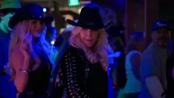 Boho Crazy Train Black Velvet Duster Embroidered Silver Turquoise Beaded Western worn by Shannon Beador as seen in The Real Housewives of Orange County (S19E14)