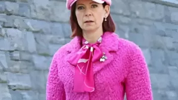 Elsbeth S03 Carrie Preston Pink Coat worn by Elsbeth Tascioni (Carrie Preston) as seen in Elsbeth (S03E02)