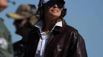 First Lady Brown Leather Jacket worn by (Melania Trump) as seen in First Lady