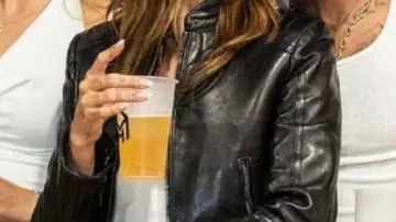 The League Black Leather Jacket worn by Hailey Bieber