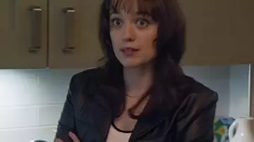 Blazer de cuero negro de madera de Aimee Lou de Film Club