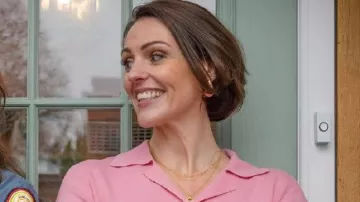 Film Club Pink Shirt worn by (Suranne Jones) as seen in Film Club