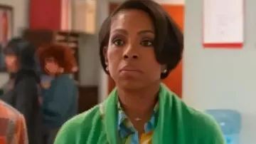 Abbott Elementary S05 Sheryl Lee Ralph Lemon Printed Blouse worn by Barbara Howard (Sheryl Lee Ralph) as seen in Abbott Elementary (S05E02)