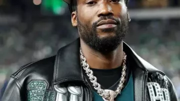 Veste en cuir Meek Mill Eagles de Meek Mill dans les Super Bowls de la NFL
