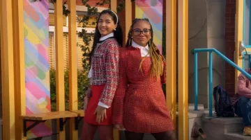 Bardot Karoline Bouclé Tweed Crop Jacket & Dress Set worn by Shelly Sharp (J' Adore Elizabeth) as seen in Electric Bloom (S01E08)