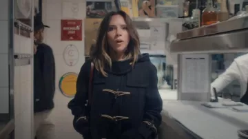 Victoria Beckham Hooded Leather-Trimmed Wool Coat worn by Victoria Beckham as seen in Victoria Beckham (S01E02)